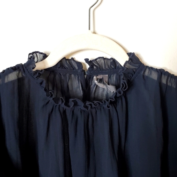 Anthropologie Sheer Chiffon Ruffle Blouse Top - Picture 2 of 14